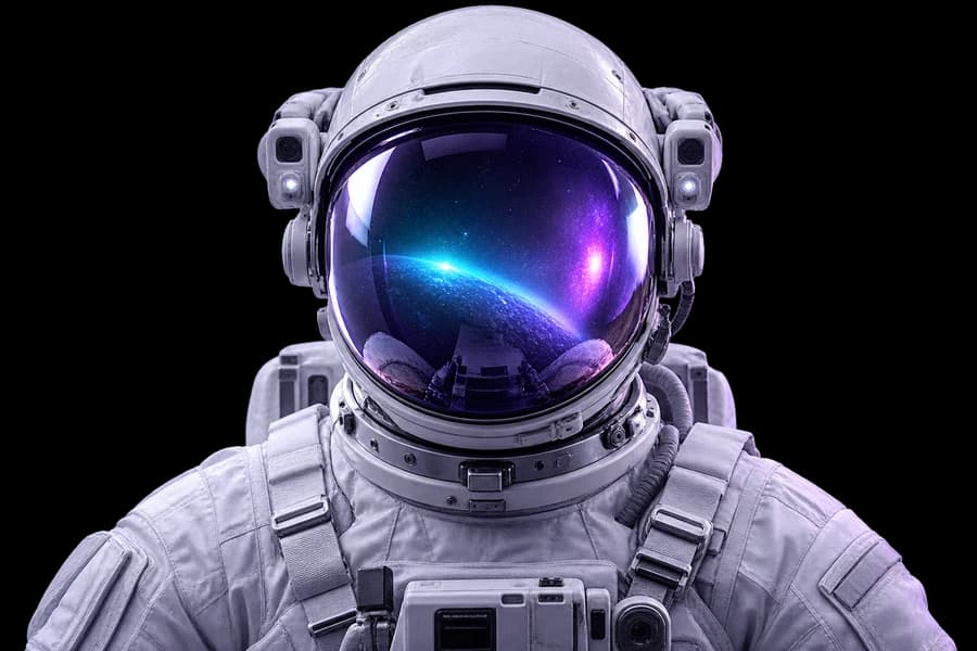 An astronaut floating inside the Corplabs orbit